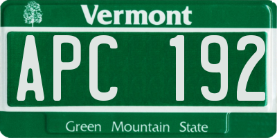 VT license plate APC192