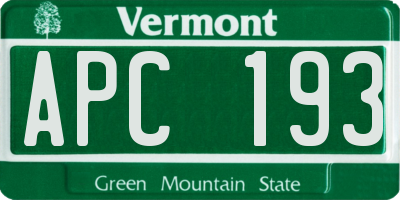 VT license plate APC193