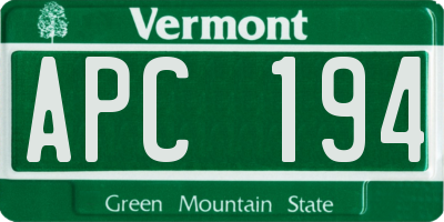 VT license plate APC194