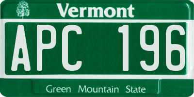 VT license plate APC196