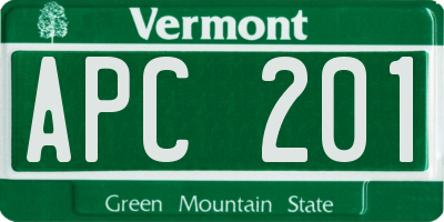 VT license plate APC201