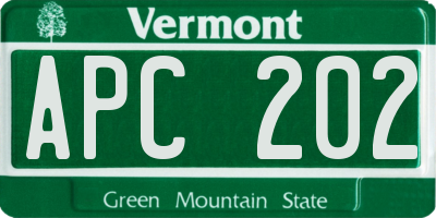 VT license plate APC202