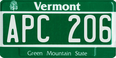 VT license plate APC206