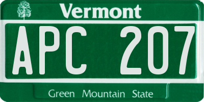 VT license plate APC207