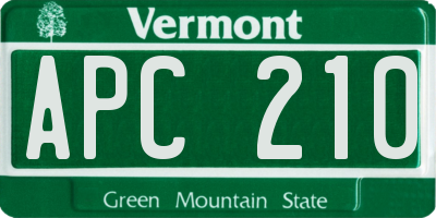 VT license plate APC210