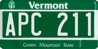 VT license plate APC211