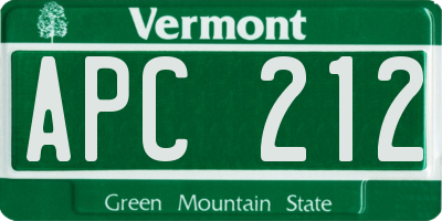 VT license plate APC212
