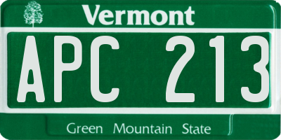 VT license plate APC213