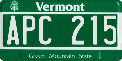 VT license plate APC215