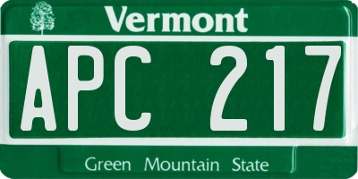 VT license plate APC217