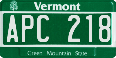 VT license plate APC218