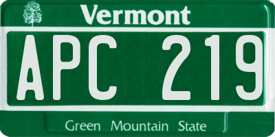 VT license plate APC219