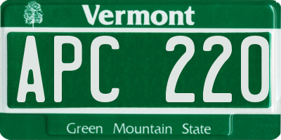 VT license plate APC220