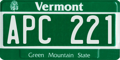 VT license plate APC221