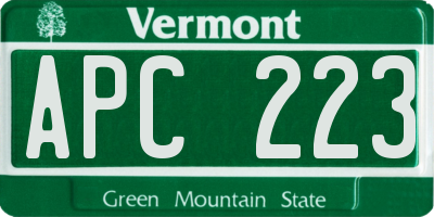 VT license plate APC223