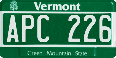VT license plate APC226