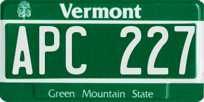 VT license plate APC227