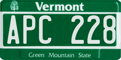 VT license plate APC228