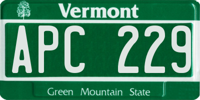 VT license plate APC229