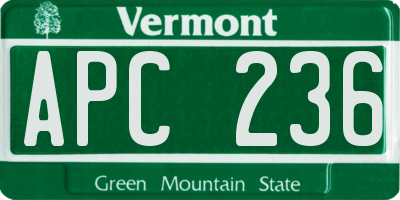 VT license plate APC236