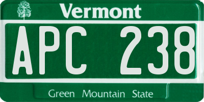 VT license plate APC238