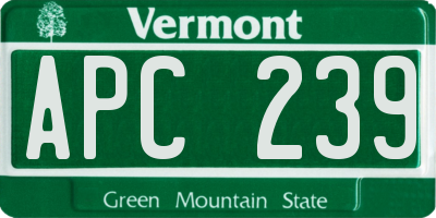 VT license plate APC239