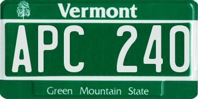 VT license plate APC240