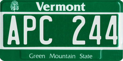 VT license plate APC244