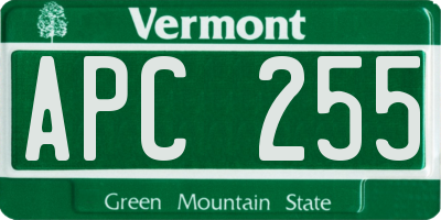 VT license plate APC255