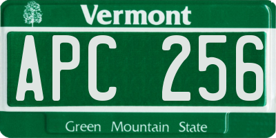 VT license plate APC256