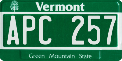 VT license plate APC257