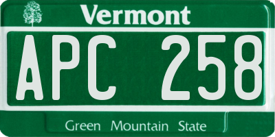 VT license plate APC258