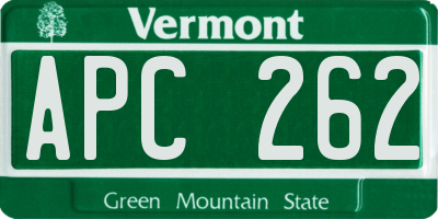 VT license plate APC262