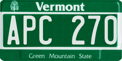 VT license plate APC270