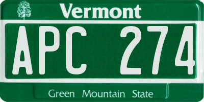 VT license plate APC274