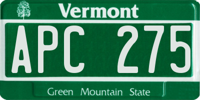 VT license plate APC275