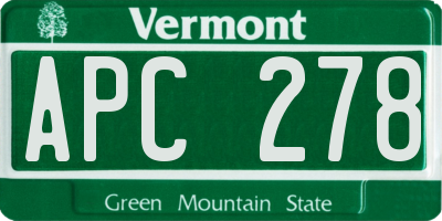VT license plate APC278