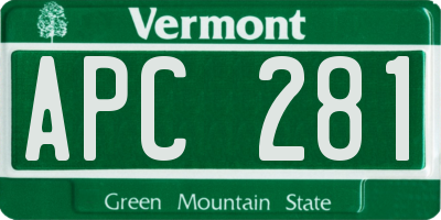 VT license plate APC281