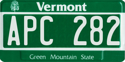 VT license plate APC282