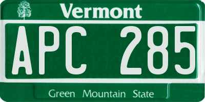 VT license plate APC285