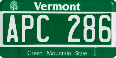 VT license plate APC286