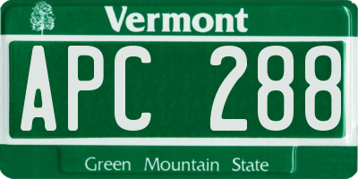 VT license plate APC288