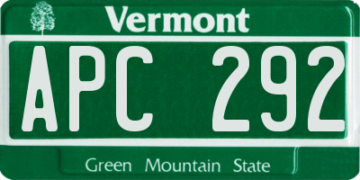 VT license plate APC292