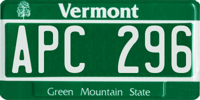 VT license plate APC296