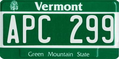 VT license plate APC299