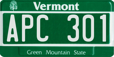 VT license plate APC301