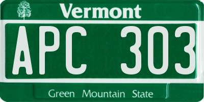VT license plate APC303