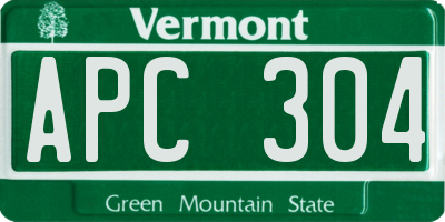 VT license plate APC304