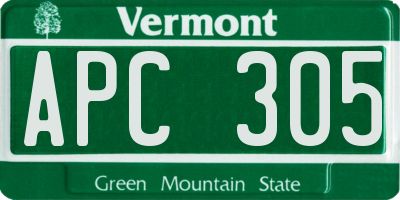 VT license plate APC305