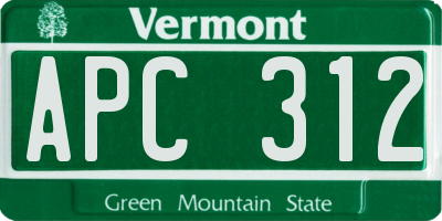 VT license plate APC312